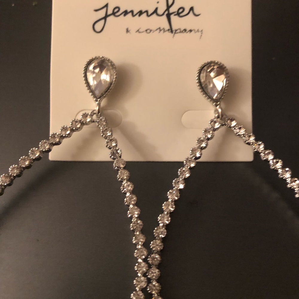 Large Rhinestone Teardrop Hoops - Picture 4 of 5